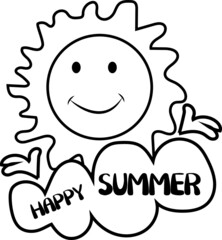 HAPPY SUMMER COLORING PAGE,SUNSET COLORING PAGE,