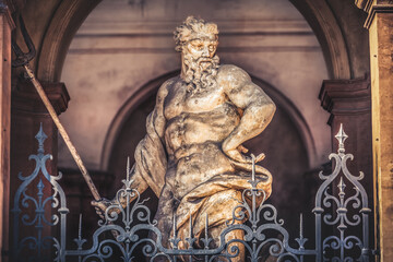 Obraz premium Poseidon statue greek roman god Neptune spendid artwork photo book cover background