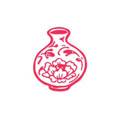 red vase isolated on white