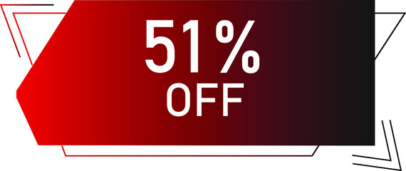 51 percent off with red vector off circle format.