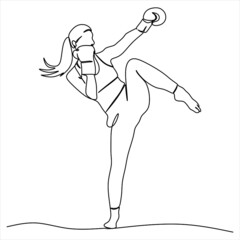Continuous line art or one line drawing of a healthy boxer vector illustration.