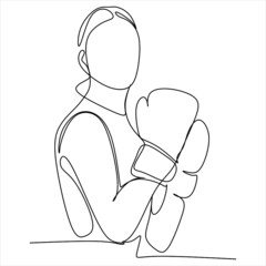 Continuous line art or one line drawing of a healthy boxer vector illustration.
