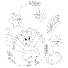 Funny Thanksgiving coloring page for children