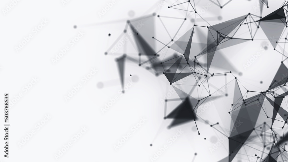 Wall mural abstract geometric background with triangular cells for design. black and white digital illustration