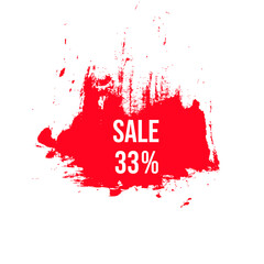 33 percent off sale with brush drawing color red vector.