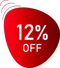 12 percent off with red vector off circle format.
