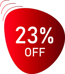 23 percent off with red vector off circle format