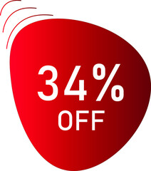 34 percent off with red vector off circle format
