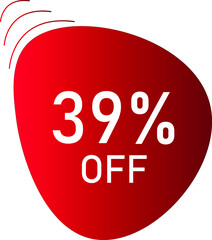 39 percent off with red vector off circle format