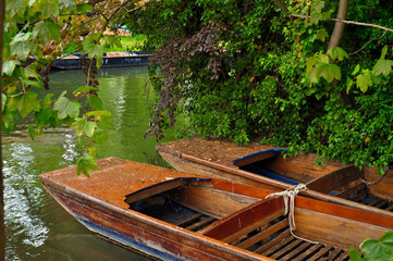 wooden boats in the river