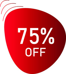75 percent off with red vector off circle format.