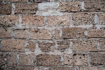 An old brick wall, the facade of the building. Abstract texture background