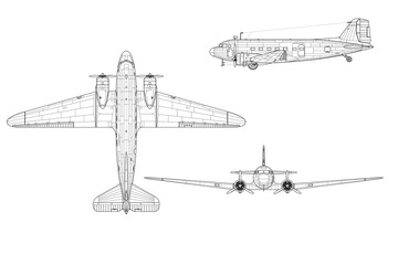 Avión de transporte antiguo C-47