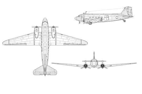 Avi&oacute;n de transporte antiguo C-47