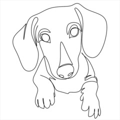 Continuous one line drawing. dog  logo. Black and white vector illustration.