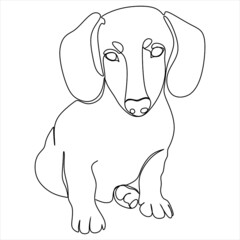 Continuous one line drawing. dog  logo. Black and white vector illustration.