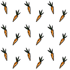 Fresh organic carrot pattern sketch style vector. Farm vegetable hand drawn symbol isolated on white
