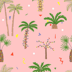 Seamless pattern with Christmas palm trees - 503776175
