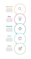 Vertical infographic design with icons and 5 options or steps. Thin line. Infographics business concept. Can be used for info graphics, flow charts, presentations, mobile web sites, printed materials.