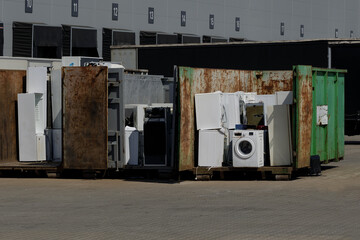 Segregation of garbage elector, recycling. Caring for the environment. Elektor junk in the big...