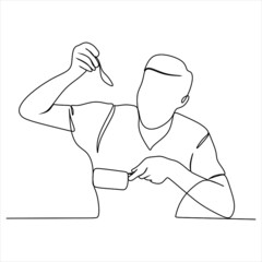 continuous line drawing of chef cooking cook a gourmet concept vector illustration.