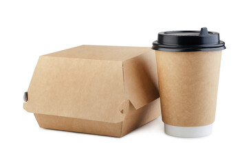 Coffee cup and paper box isolated