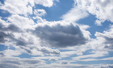 Cumulus white clouds floating on blue sky in beautiful morning
