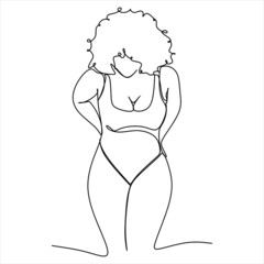 One continuous single drawing line art flat doodle yoga, lifestyle, healthy, woman, female, body positive. Isolated image hand draw contour on a white background
