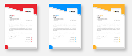 corporate modern business letterhead design template with yellow, blue and red color. letter head, letterhead, business letterhead design.