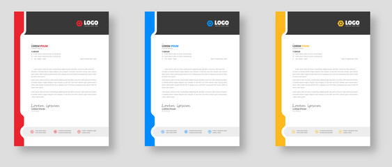 corporate modern business letterhead design template with yellow, blue and red color. letter head, letterhead, business letterhead design.