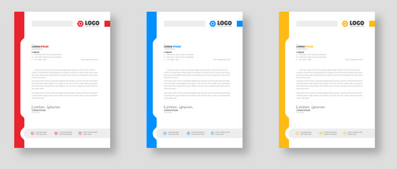 corporate modern business letterhead design template with yellow, blue and red color. letter head, letterhead, business letterhead design.