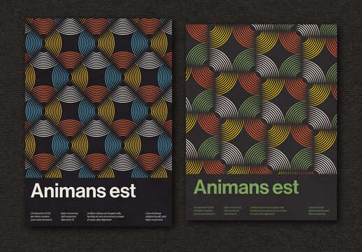Retro Poster Layout with Creative Seamless Geometric Patterns