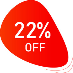 Sale tag 22% off, banner design template, orange color , discount app icon, vector illustration