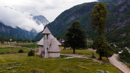 Fototapeta na wymiar Theth National Park. Shkoder County, Albania. landscape in the central part of Albanian Alps.