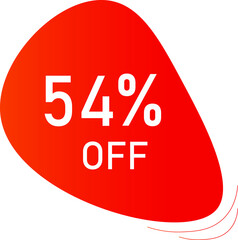 Sale tag 54% off, banner design template, orange color , discount app icon, vector illustration