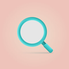 3d magnifying glass icon. Search, analysis icon. Vector