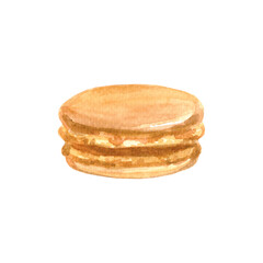 Watercolor macarons set. Colored hand-drawn image. High quality photo