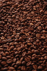 Coffe grains close up