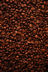 Coffe grains close up