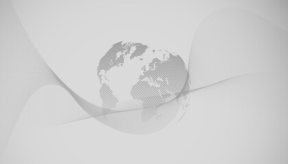 Abstract futuristic background with connecting lines wave . World globe on white. Global network connections, geometric design, technology digital concept.