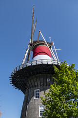 XVIII century Leiden windmill Molen de Valk. Leiden, South Holland, The Netherlands.
