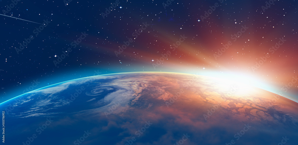 Poster planet earth with a spectacular sunset 