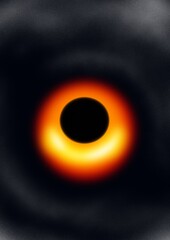 Czarna dziura na tle czarnego kosmosu z ramionami galaktyki obwodowo, ilustracja na podstawie zdjęcia NASA - obrazy, fototapety, plakaty
