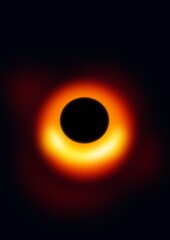 czarna dziura na czarnym tle ilustracja na podstawie zdjęcia NASA pionowo