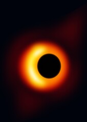 Czarna dziura na czarnym tle ilustracja na podstawie zdjęcia NASA - obrazy, fototapety, plakaty