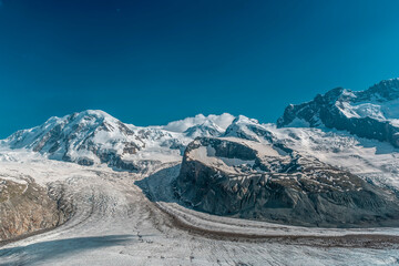 Liskamm (4.533 m) and the Gorner glacier near Zermatt, Switzerland