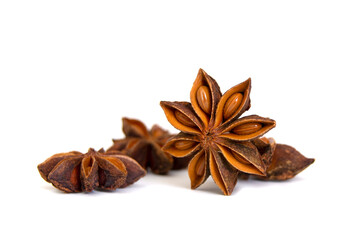 Star anise spice isolated on white background