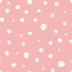 Polka dot pattern pastel colors, soft pink background with white chaotic circles