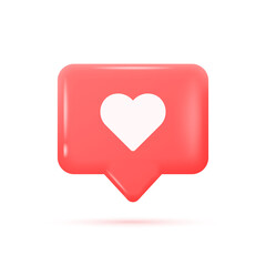 glossy 3d notification icon like. icon for social networks or apps. vector illustration isolated on white background.