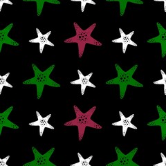 Fototapeta na wymiar Summer seamless sea star pattern for fabrics and textiles and packaging and linens and kids and wrapping paper